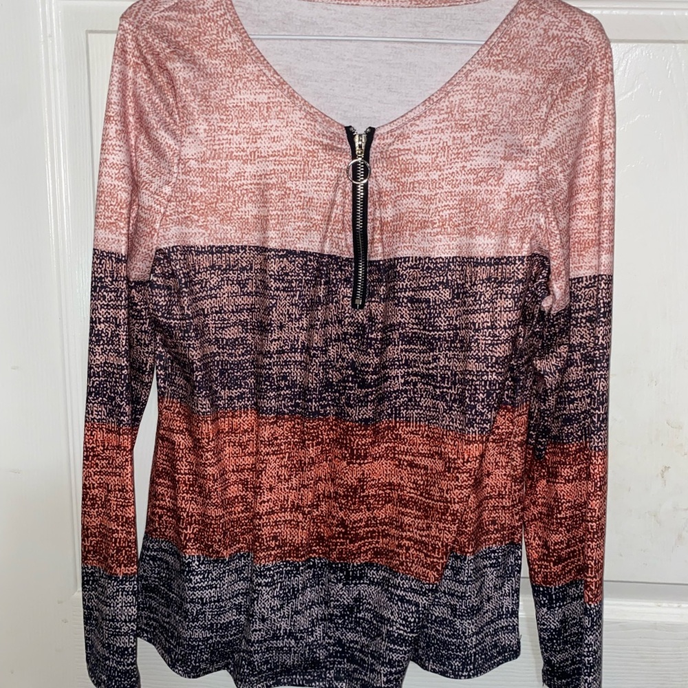 (2 sets) Stylish Women's Pink and Black Zipper Top